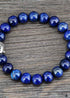 Boho Bracelet, Stretchy Bracelet, 8MM Blue Lapis Luzuli Antique Buddha